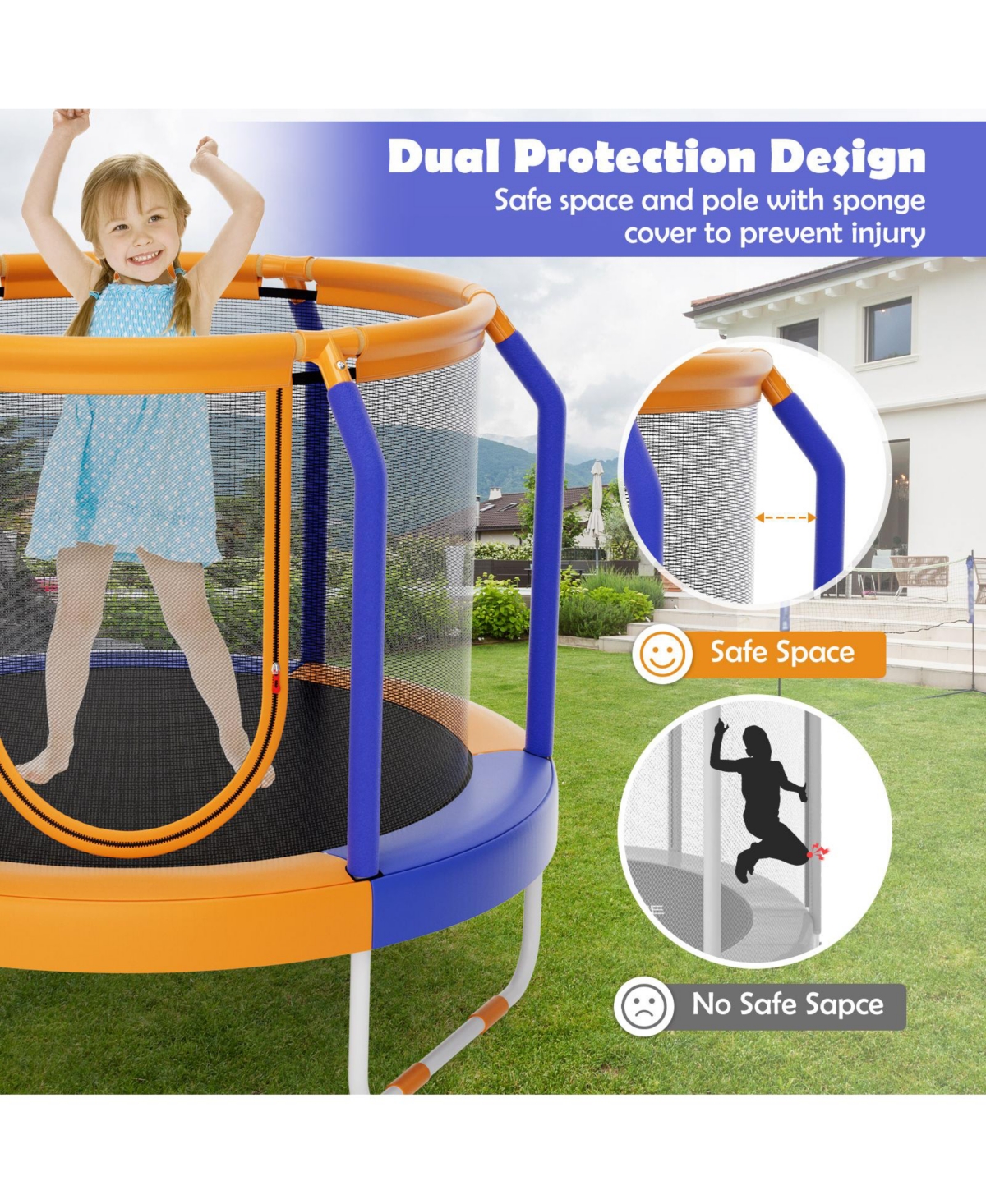 Gouun Mini Trampoline with Enclosure and Heavy-duty Metal Frame
