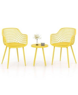 3 Piece Patio Chair Set with PP Seat and Tabletop for Porch