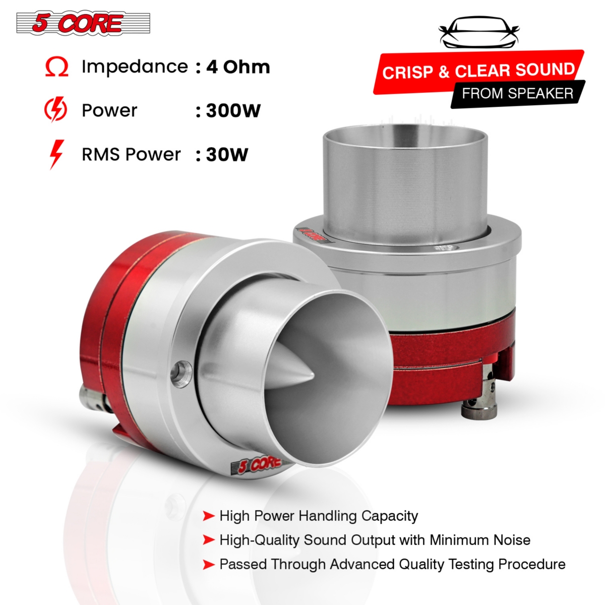 5 Core High-Performance Neodymium 300W High Compression Bullet Super Tweeters Tweeters 25.4mm Voice Coil