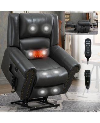  1 Pc  Faux Leather Heat Dual Motor Massage Power Lift Recliner Chair