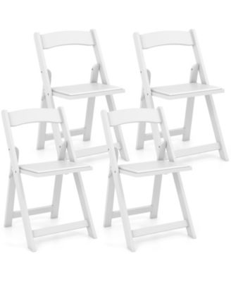 Set of 4 Dining Chairs Foldable Kitchen Chair with Rubber Wood Legs and Padded Seat