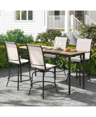 2 Pieces 360 Rotating Bar Stool Set with Armrests for Patio