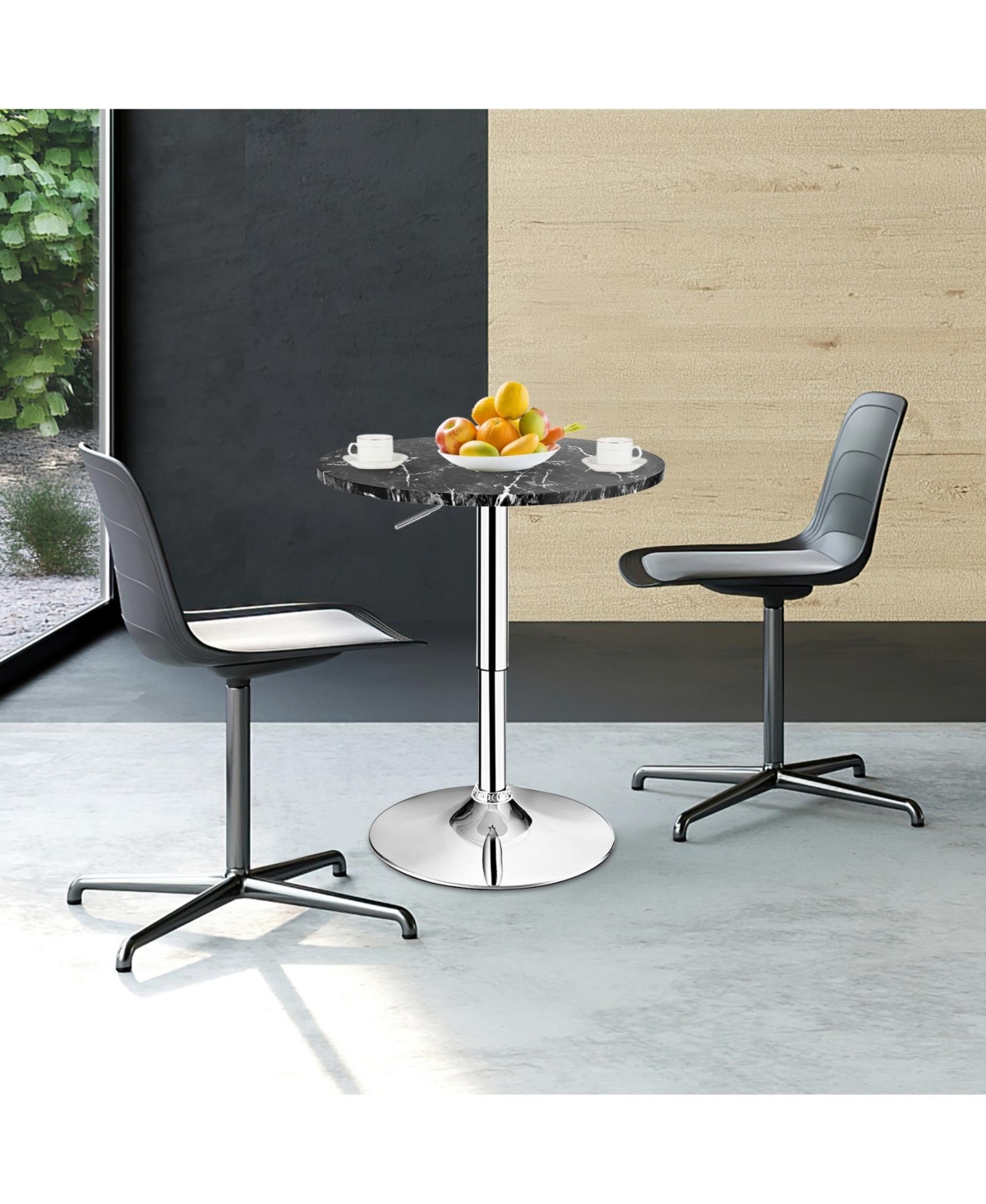 Gouun 360° Swivel Cocktail Pub Table with Sliver Leg and Base
