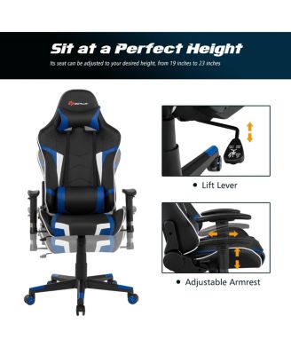 Reclining Swivel Massage Gaming Chair with Lumbar Support