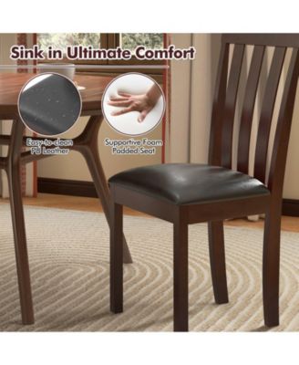 Dining Chair Set of 2 Upholstered Wooden Kitchen Chairs with Padded Seat and Rubber Wood Frame