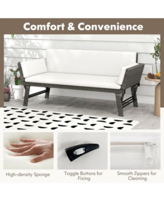 Outdoor Convertible Sofa Daybed with Adjustable Armrests for Balcony-Off