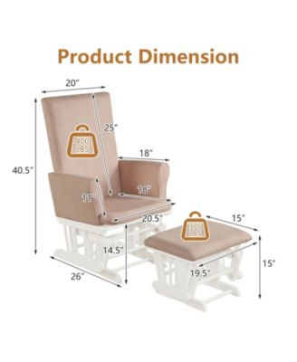 Baby Nursery Relax Rocker Rocking Chair Glider and Ottoman Cushion Set