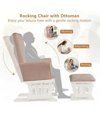 Baby Nursery Relax Rocker Rocking Chair Glider and Ottoman Cushion Set