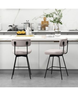 25 Inch 2-Piece Modern Upholstered Bar Stools with Back and Footrests
