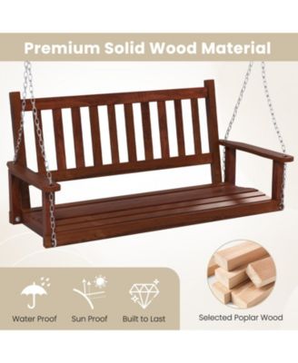 3-Person Wooden Outdoor Porch Swing with 800 lbs Weight Capacity