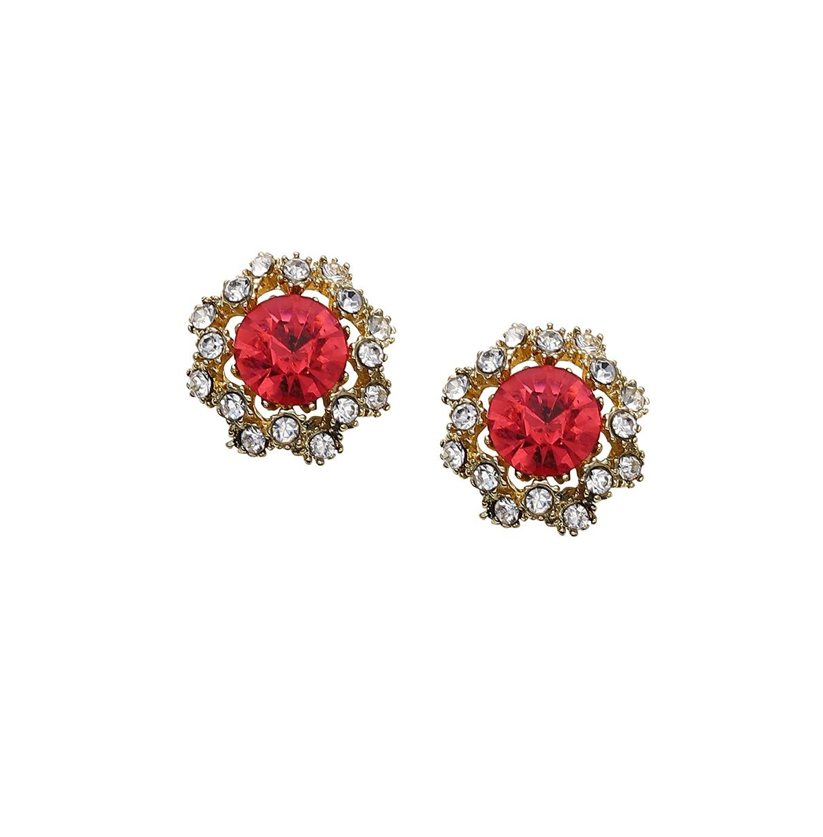 Sohi Women's The Edwardian Stud Earrings In Red