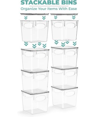 Clear Plastic Container Bins W/ Lids (Small 4 Pack)