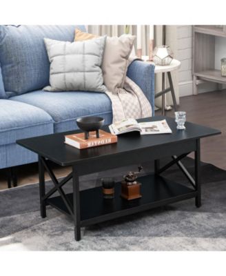 2-Tier Industrial Rectangular Table with Storage Shelf