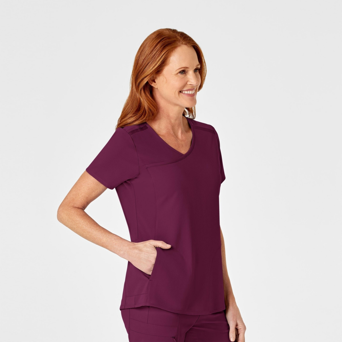Wink Plus Size Renew Mock Wrap Scrub Top