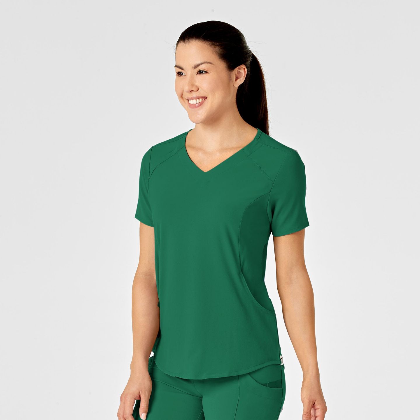 Женский топ Wink Plus Size Renew Zip Accent Scrub, цвет: Тёмно-зелёный — фото 5