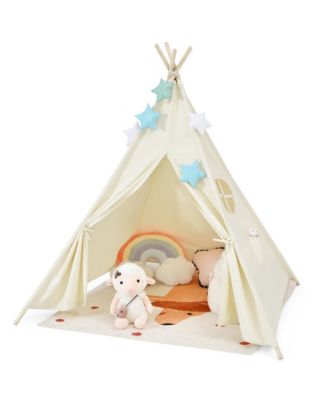 Portable Kids Play Tent Indian Canvas Teepee Playhouse Toy Gift w/ Window