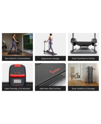 Smart Manual Walking Treadmill with Digital Monitor and 300 LB Weight Capacity — Compact & Foldable, Bluetooth Connection with SunnyFit App