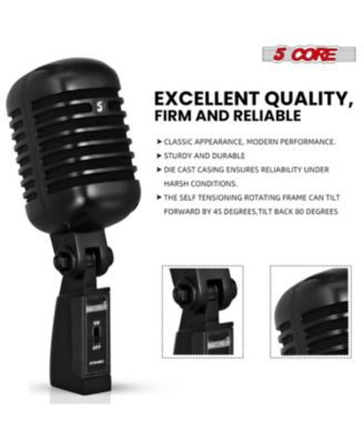 Vintage Microphone Classic Dynamic Professional XLR Studio Retro Style Mic Black