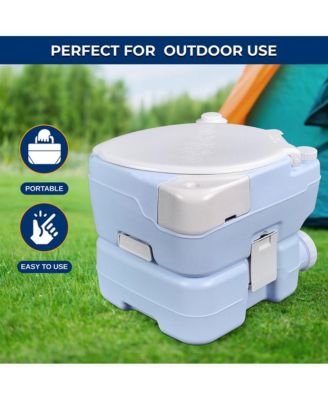 15-Liter Outdoor Portable Toilet with Extra Large Seat, Moonwhite