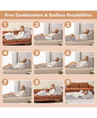 6 Pieces Orthopedic Bed Wedge Pillow Set for Back Neck Leg