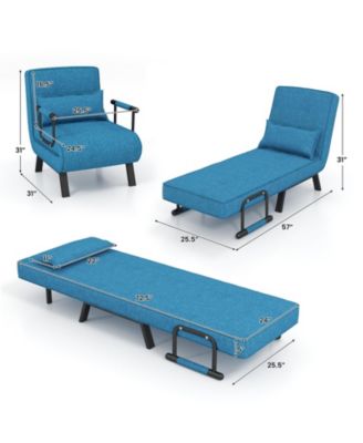 Folding 6 Position Convertible Sleeper Bed Armchair Lounge Couch with Pillow