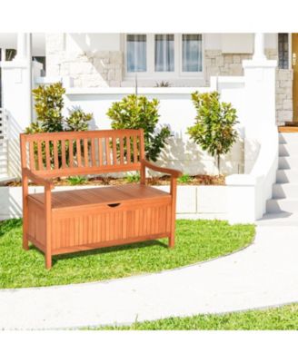 33 Gallon Wooden Storage Bench with Liner for Patio Garden Porch