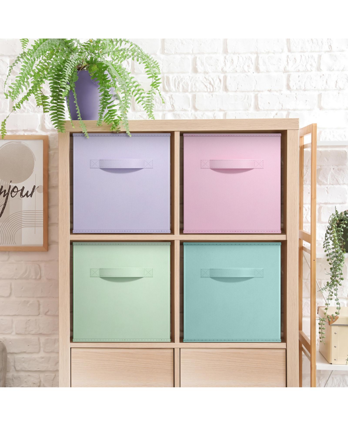 Sorbus 11 Inch 4 Pack Foldable Fabric Storage Cube Bins with Handles