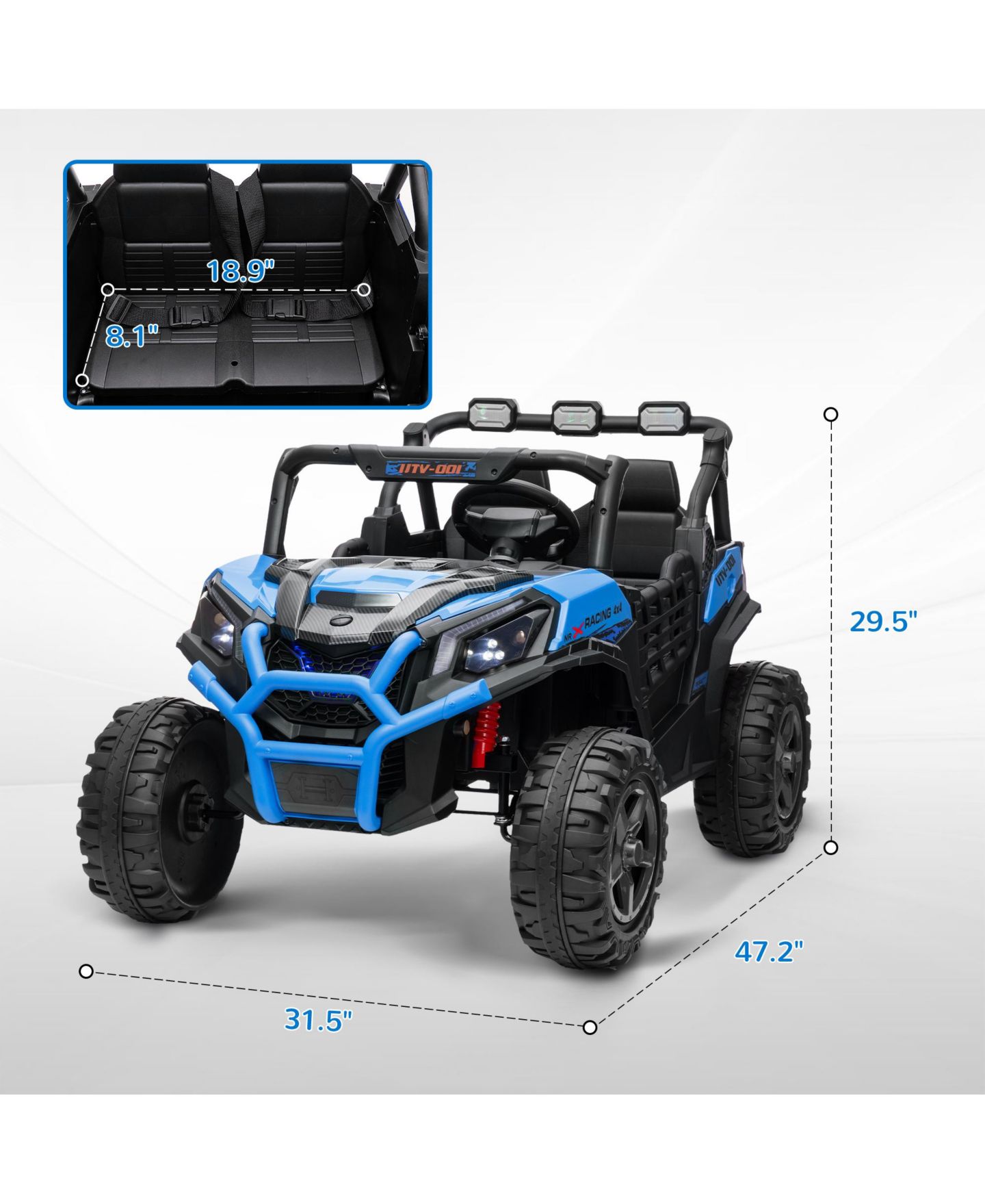 Детская игрушка Qaba 2 Seater 24V Electric Car for Kids with Remote Control, цвет: Синий — фото 3
