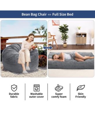 Bean Bag Chair for Adults, Giant Bean Bag Bed, Convertible Bean Bag Chair Bed from