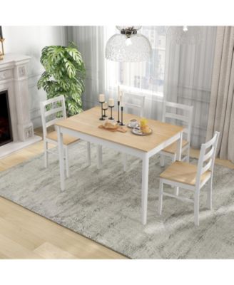 5-Piece Wooden Dining Set with Rectangular Table and 4 Chairs