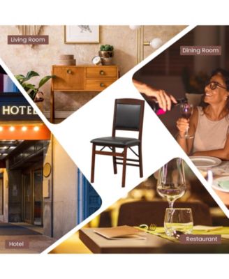 Set of 2 Folding Dining Chairs with Padded Seat and High Backrest