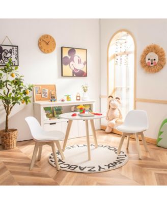 Modern Kids Activity Play Table and 2 Chairs Set with Beech Leg Cushion