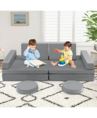 10-Piece Kids Play Couch Sofa with Portable Handle