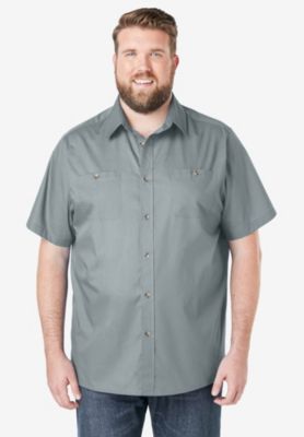 Big & Tall Solid Wrinkle-Resistant Short Sleeve Button Down