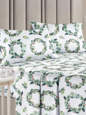 Christmas 4 Piece Microfiber Sheet Set (Queen / Trees 2)