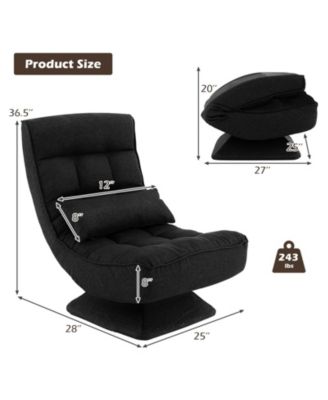 5-Level Adjustable 360° Swivel Floor Chair with Massage Pillow