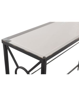 Loyd Metal with Glass Shelf Console Table, Black/Brushed Copper