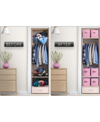 11 Inch 6 Pack Foldable Fabric Storage Cube Bins with Handles - for Organizing Pantry, Closet, Nursery, Playroom, and More (Pastel Pink