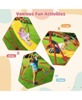 Kids Climbing Dome with Slide and Fabric Cushion for Garden Yard