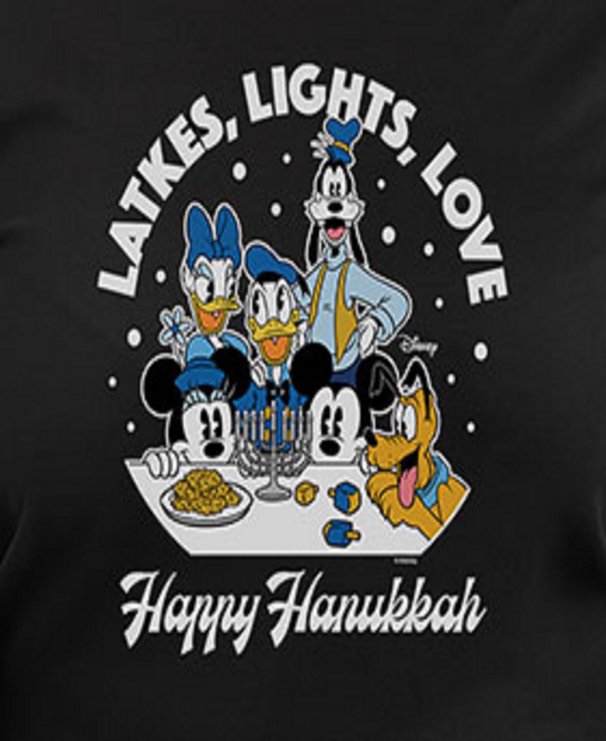 Hybrid Apparel Plus Size Disney Happy Hanukkah Graphic Pullover Top In Black