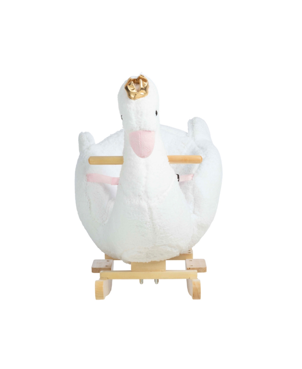 Trademark Global Happy Trails Swan Plush Rocking Horse In White