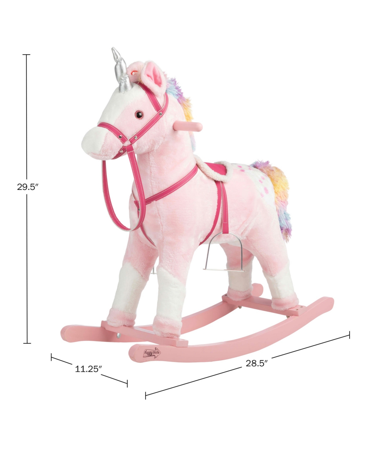 Trademark Global Happy Trails Ride On Rocking Unicorn With Sound In Pink