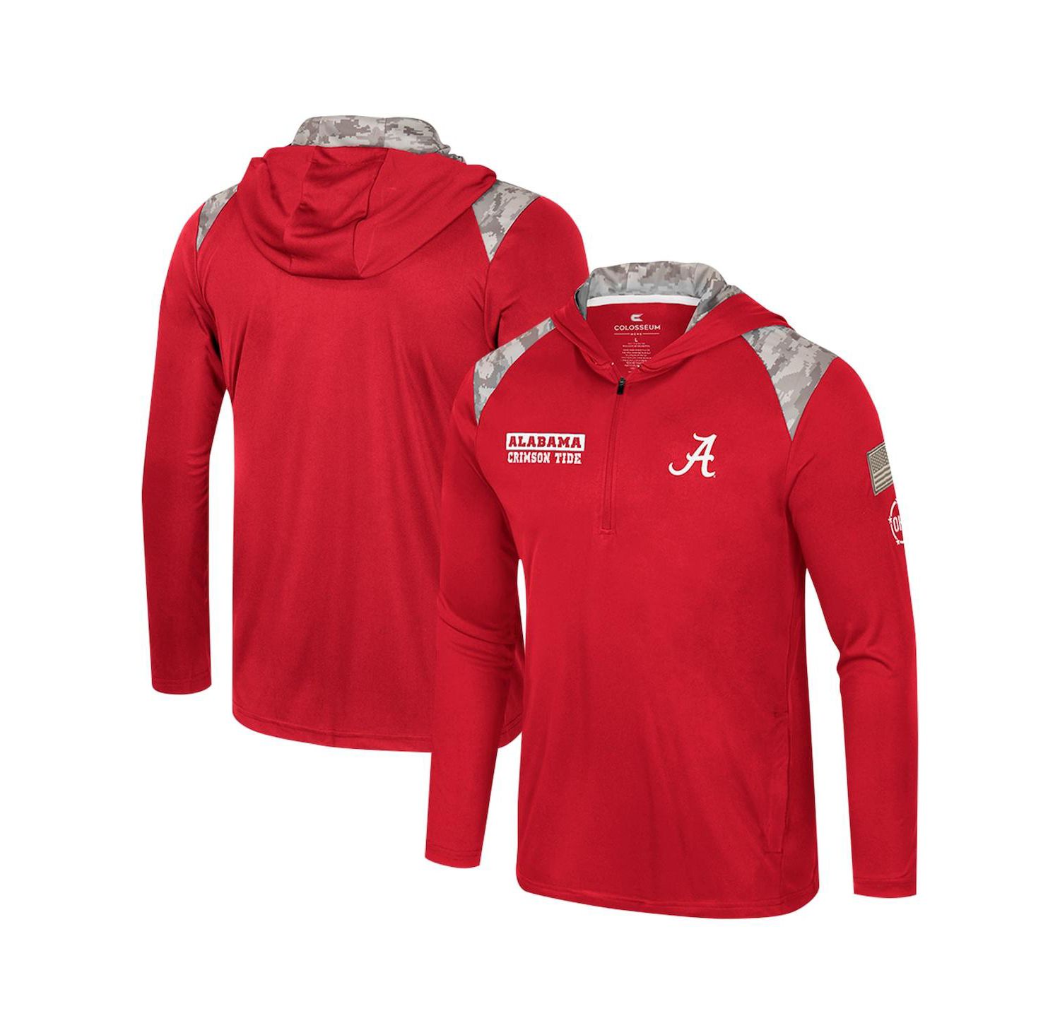 Men's Crimson Alabama Crimson Tide OHT Military Appreciation Quarter-Zip Hoodie Jacket