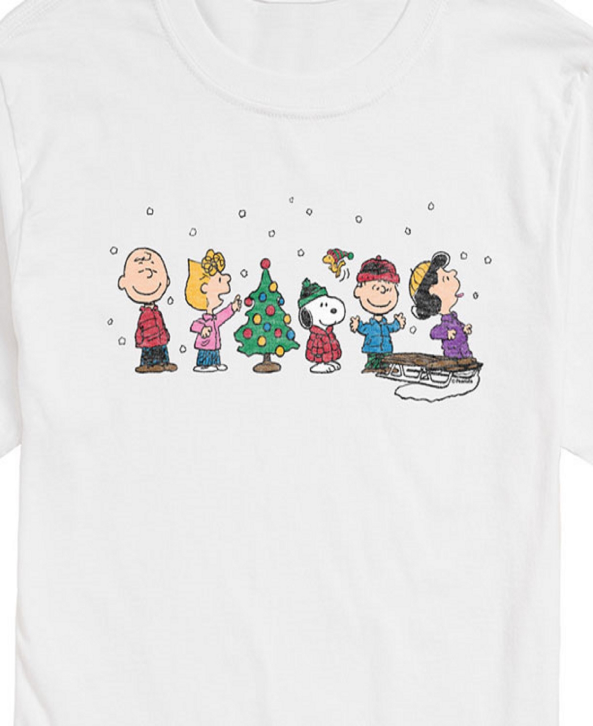 Airwaves Men's Peanuts Holiday Lineup Short Sleeve Tee In White