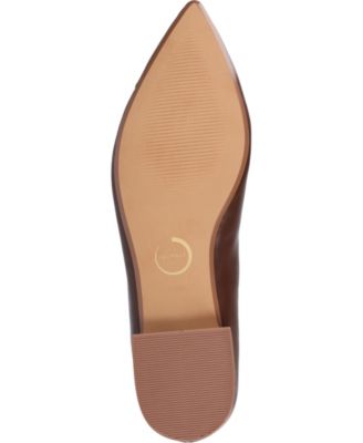 Journee Womens Carmin Medium and Wide Width Slip On Low Block Heel Pointed Toe Dress Flats