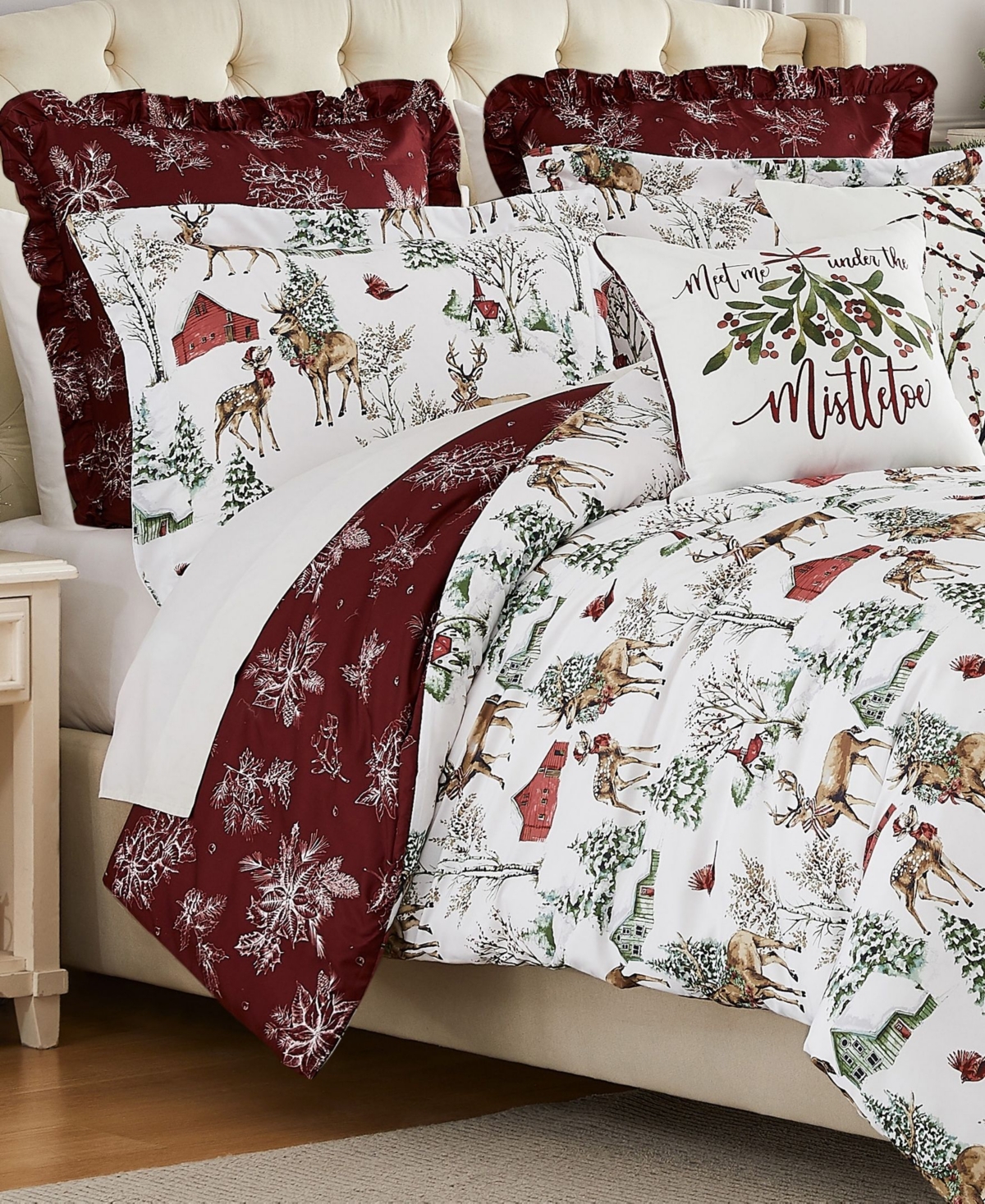 Southshore Fine Linens Christmas 5-pc. Holiday Comforter Set, Twin/twin Xl In White
