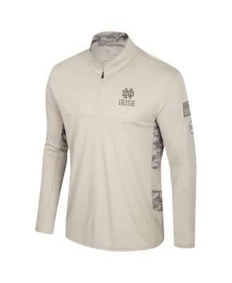 Men's Natural Notre Dame Fighting Irish OHT Military Appreciation Quarter-Zip Jacket