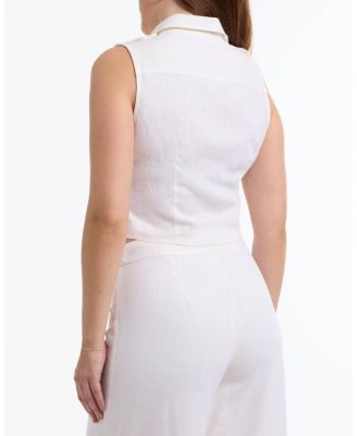 Women's Linen Blend Front Tie Blouse