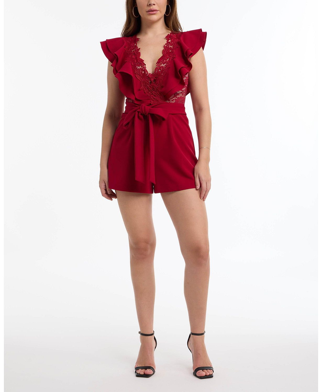 Women's Flowy Cascade Lace Romper