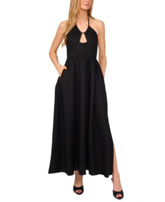 1.STATE - Women's Keyhole Halter Open-Back Maxi Dress